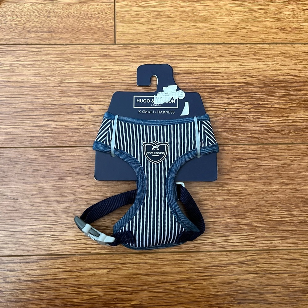 Hugo & Hudson Navy Striped Dog Harness - XS